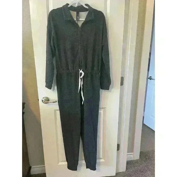 NWOT BOBI Womens Grey long sleeve Jumpsuit Drawstring Waist Size Small SOFT WARM - Picture 1 of 4